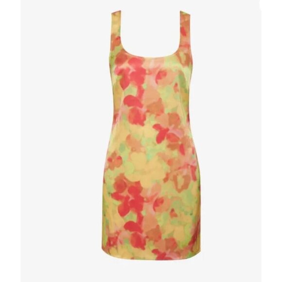 Rumored Monaco Revolve Satin Floral Mini Slip Dress NWT Size M - Picture 5 of 9